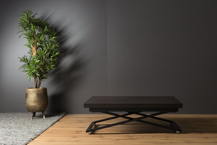 Стол трансформер Compact цвета венге на черных опорах - лучшие Обеденные столы в INMYROOM
