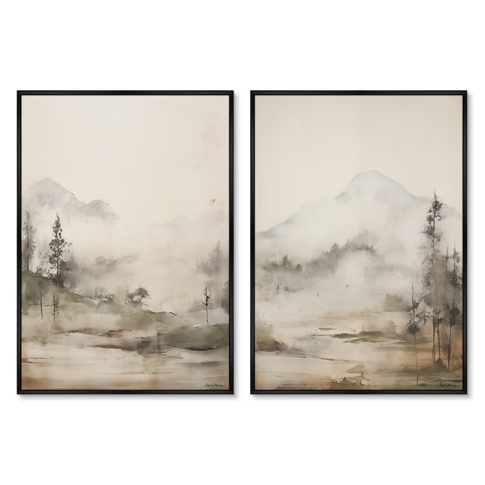 Набор из двух репродукций картин Landscape collection, Mountain Mist, 2024г.