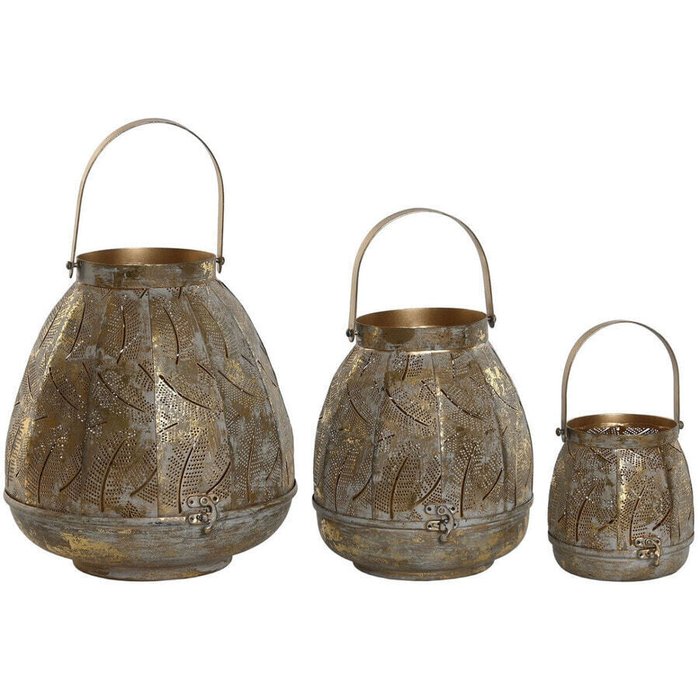 Свечи Набор подсвечников Home ESPRIT Позолоченный Металл 25 x 25 x 28 cm