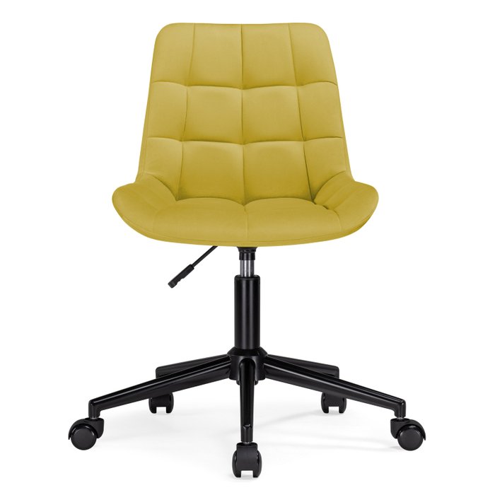 Офисный стул Честер горчичного цвета с черным основанием - лучшие Офисные кресла в INMYROOM