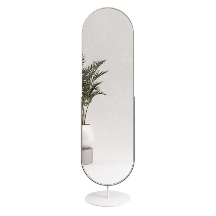 Дизайнерское напольное зеркало в полный рост Ozevis в металлической раме белого цвета - купить Напольные зеркала по цене 34900.0