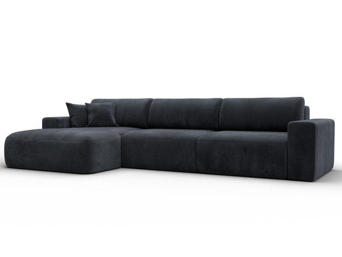 Угловой диван-кровать Лига 036 Классик Лонг в обивке из велюра темно-серого цвета левый Угловой диван-кровать Лига 036 Классик Лонг в обивке из велюра темно-серого цвета левый
