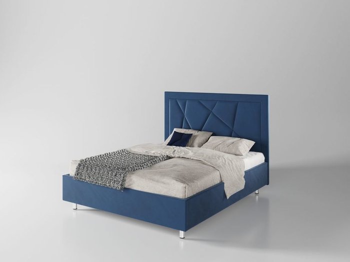 Кровать Геометрия 160х200 тёмно-синего цвета
