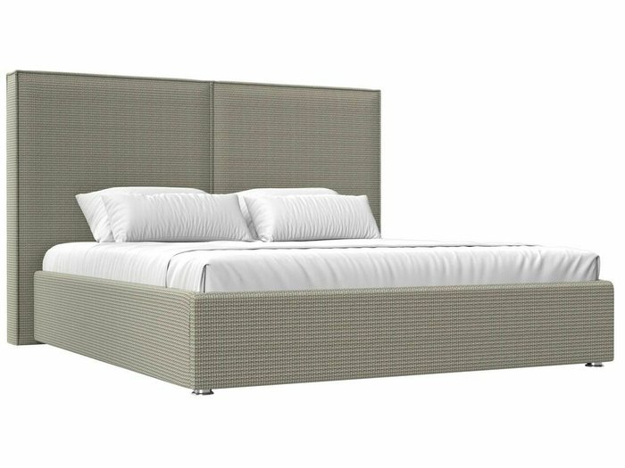 Кровать Аура 200х200 серо-бежевого цвета с подъемным механизмом 