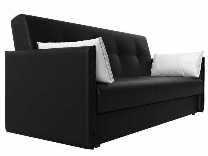 Диван-книжка Лига 018 черного цвета с белыми подушками (экокожа) - лучшие Прямые диваны в INMYROOM