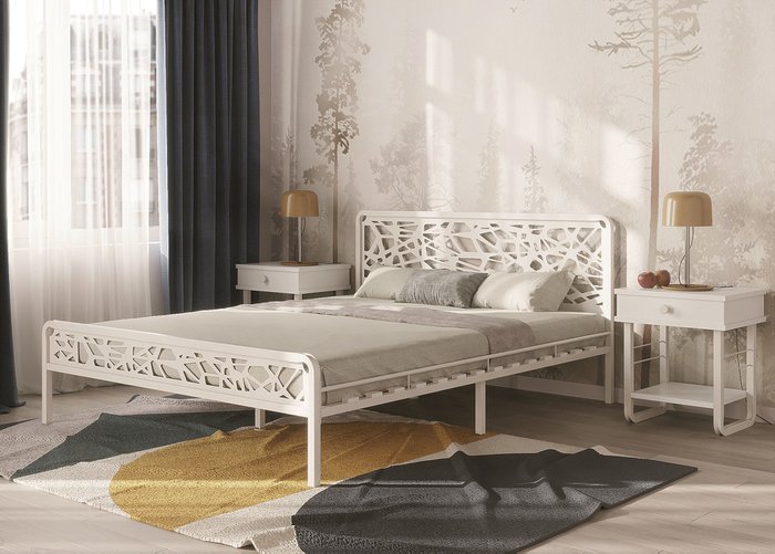 Кровать Орион 160х200 белого цвета - купить Кровати для спальни по цене 24527.0
