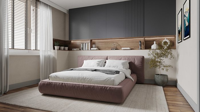 Кровать Латона-3 200х200 темно-розового цвета - лучшие Кровати для спальни в INMYROOM