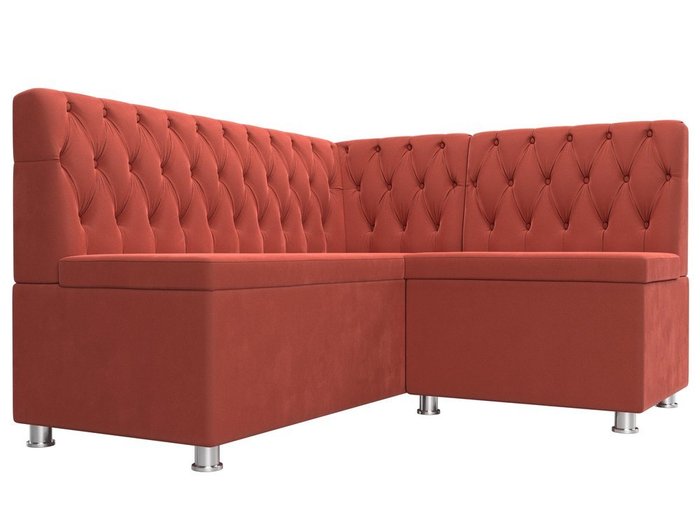 Кухонный угловой диван Мирта кораллового цвета - лучшие Угловые диваны в INMYROOM