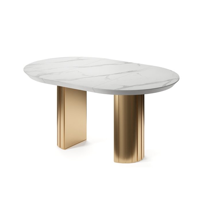 Обеденный стол раздвижной Саиф бело-золотого цвета