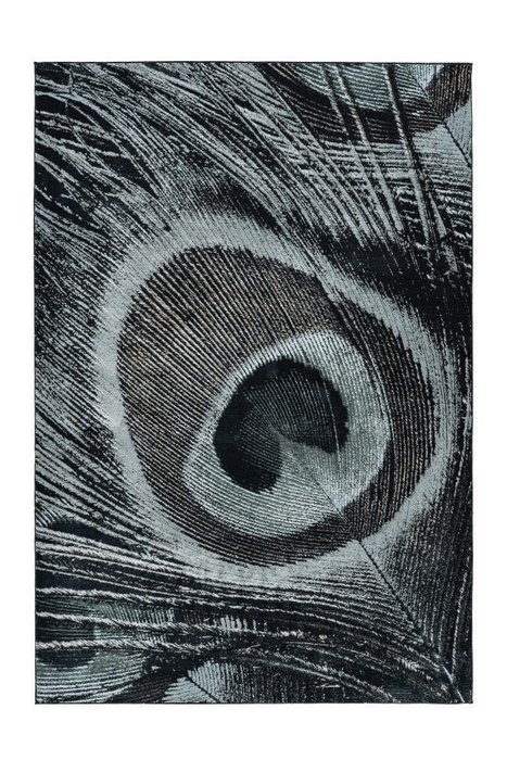 Рельефный ковер Greta Peacock темно-серого цвета 80х150
