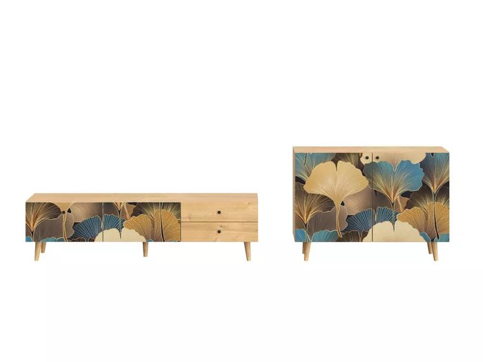Композиция Frida 1 с принтом Botanic на деревянных ножках  - купить Гостиные гарнитуры по цене 75800.0