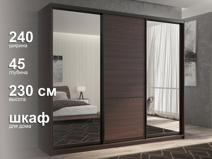 Шкаф-купе Кааппи-3 240 М цвета Венге  - лучшие Шкафы-купе в INMYROOM