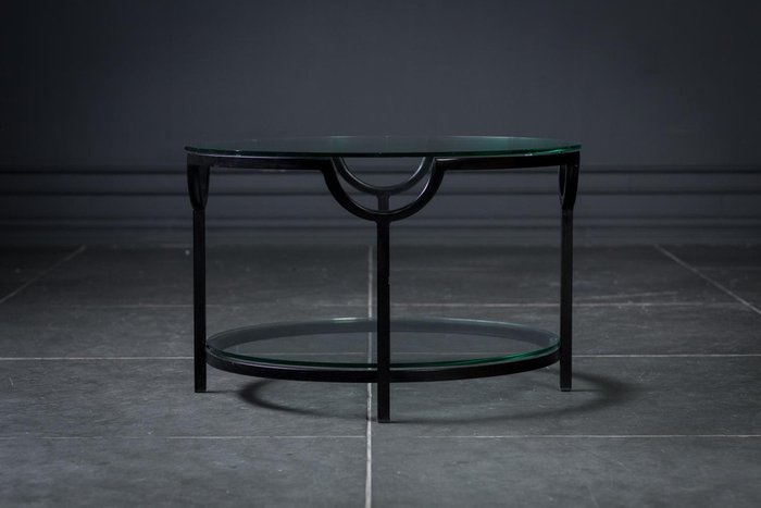 Столик кофейный Олдем с круглой столешницей из стекла  - купить Кофейные столики по цене 44000.0
