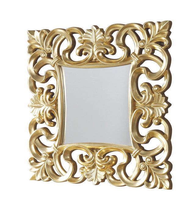 Настенное зеркало в резной раме золотого цвета