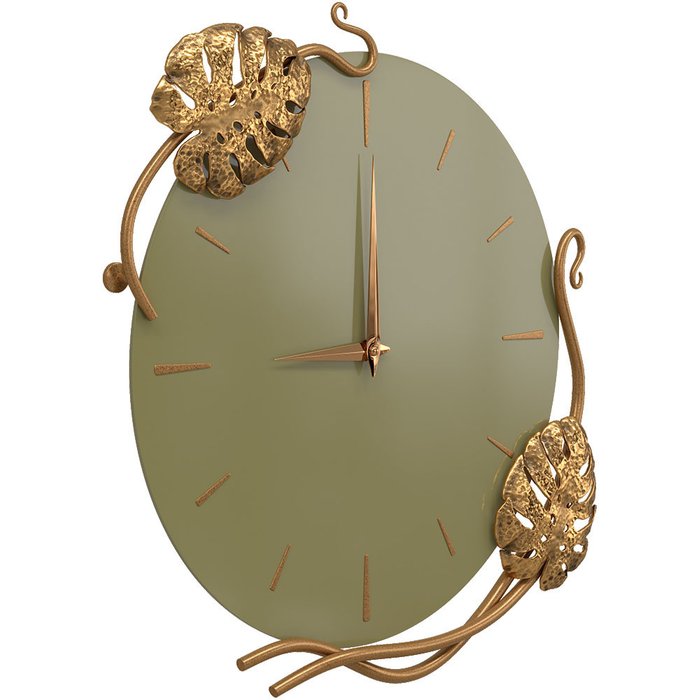 Настенные часы Monstera Deliciosa оливкового цвета - купить Часы по цене 19699.0