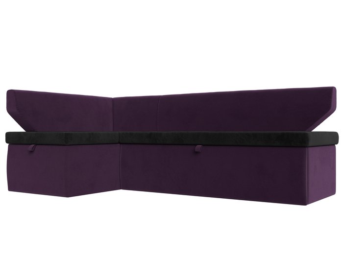 Угловой диван-кровать Омура черно-фиолетового цвета левый угол