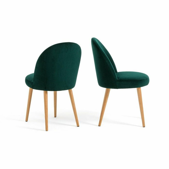 Комплект из двух велюровых стульев Ins темно-зеленого цвета - купить Обеденные стулья по цене 31745.0