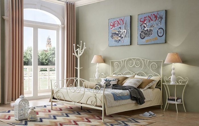 Кровать двухспальная кремового цвета 180х200 - купить Кровати для спальни по цене 42700.0