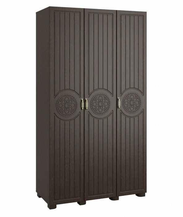 Шкаф трехдверный Монблан темно-коричневого цвета