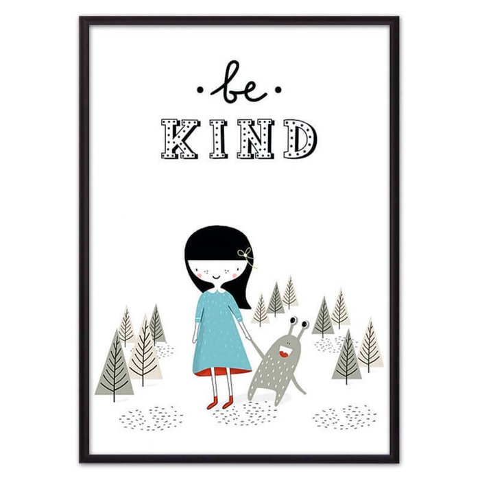 Постер в рамке Монстр "Be kind" 21х30 см