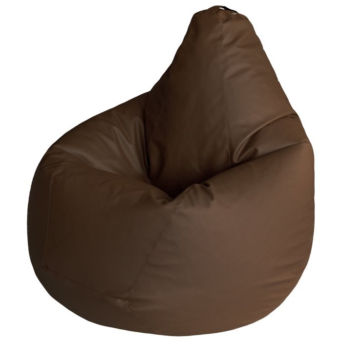 Кресло-мешок Груша 2XL в обивке из экокожи коричневого цвета