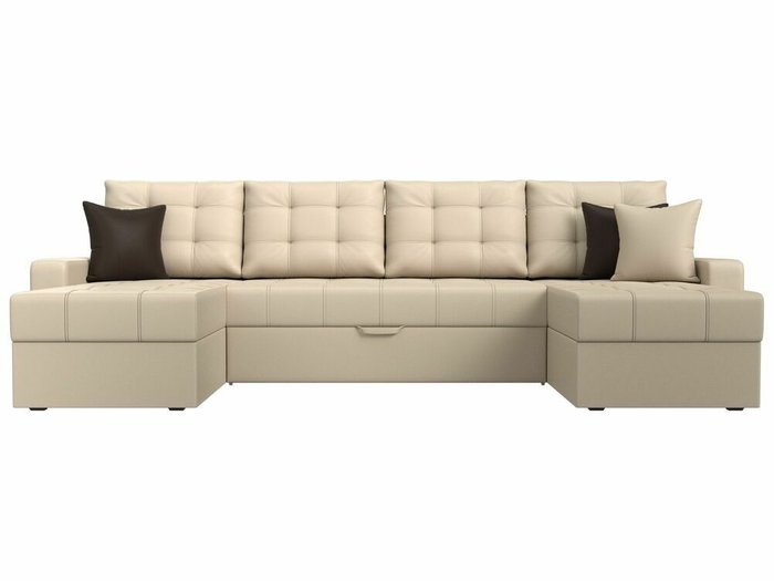 Угловой диван-кровать Ливерпуль бежевого цвета (экокожа) - купить Угловые диваны по цене 67999.0