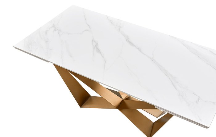 Раздвижной обеденный стол Magdalena 90х160 бело-золотого цвета - лучшие Обеденные столы в INMYROOM