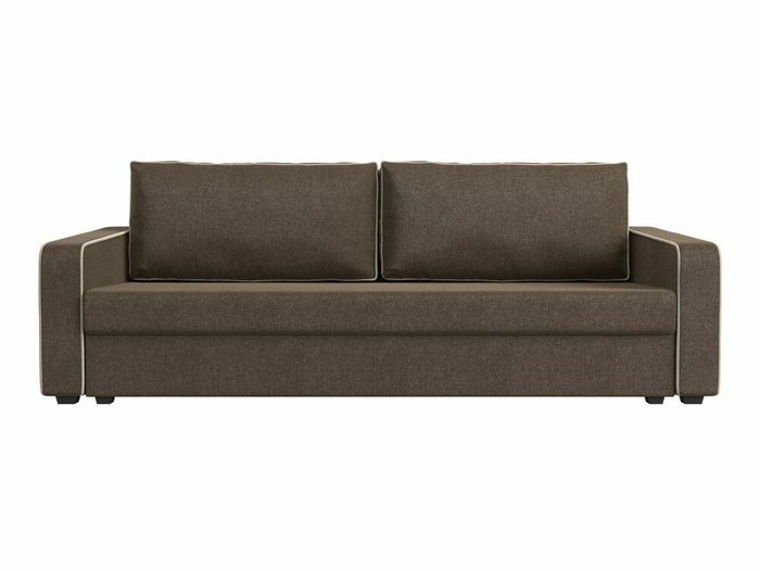 Диван-кровать Лига 009 коричневого цвета с бежевым кантом (рогожка)  - купить Прямые диваны по цене 27999.0