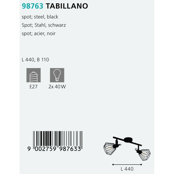 Спот Tabillano черного цвета - купить Накладные споты по цене 9890.0