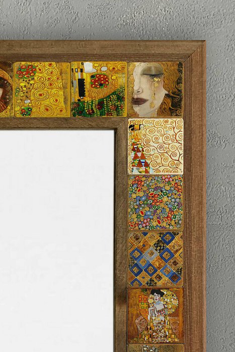 Настенное зеркало 43x63 с каменной мозаикой желто-коричневого цвета - лучшие Настенные зеркала в INMYROOM