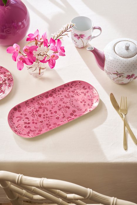 Блюдо для торта прямоугольное Jolie Flowes Pink розового цвета - лучшие Тарелки в INMYROOM Блюдо для торта прямоугольное Jolie Flowes Pink розового цвета - лучшие Тарелки в INMYROOM