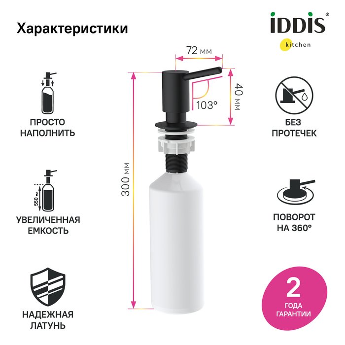 Дозатор Kitchen Line бело-черного цвета - лучшие Диспенсеры для мыла в INMYROOM Дозатор Kitchen Line бело-черного цвета - лучшие Диспенсеры для мыла в INMYROOM