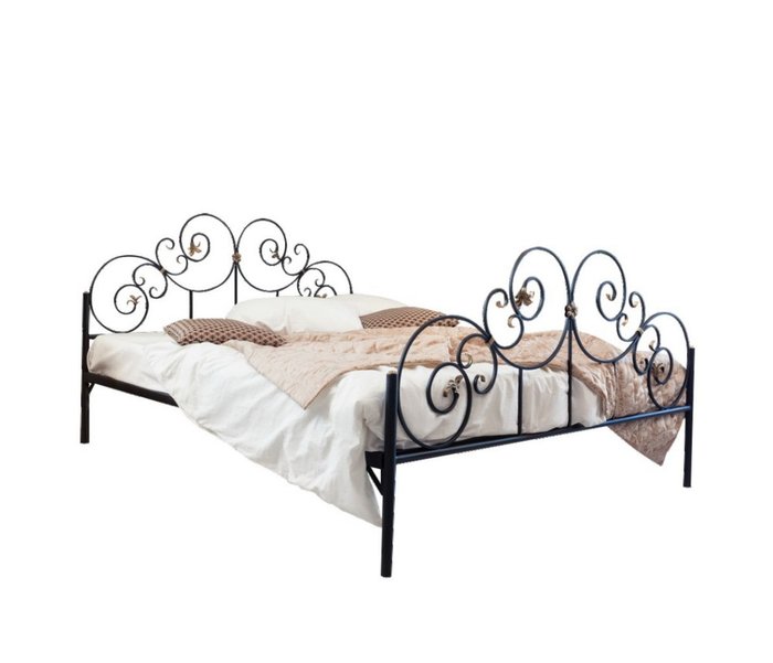 Кованая кровать Афина 180х200 черного цвета - купить Кровати для спальни по цене 32990.0