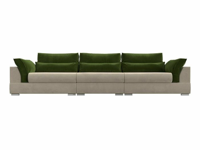 Прямой диван-кровать Пекин Long бежево-зеленого цвета  - купить Прямые диваны по цене 99999.0