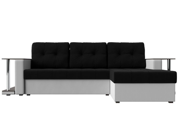 Угловой диван-кровать Даллас бело-черного цвета (ткань\экокожа) - купить Угловые диваны по цене 42690.0