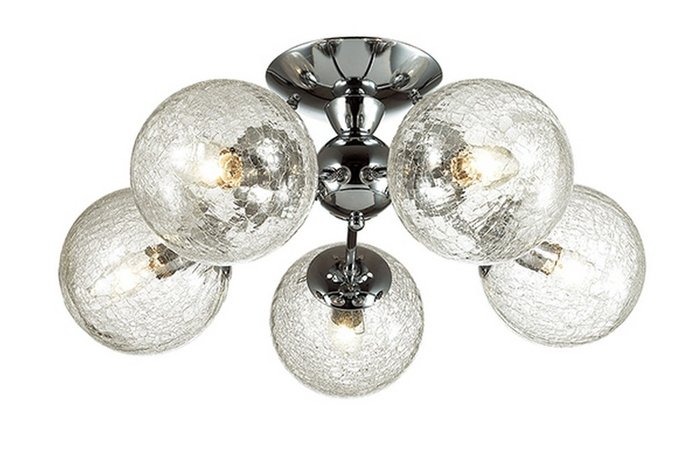 Потолочная люстра LUMION PALLA Chrome с плафонами из стекла с кракелюром Потолочная люстра LUMION PALLA Chrome с плафонами из стекла с кракелюром