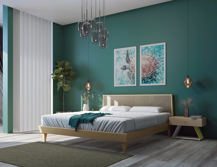 Кровать Sens из массив дуба желтая 180х200 см - лучшие Кровати для спальни в INMYROOM