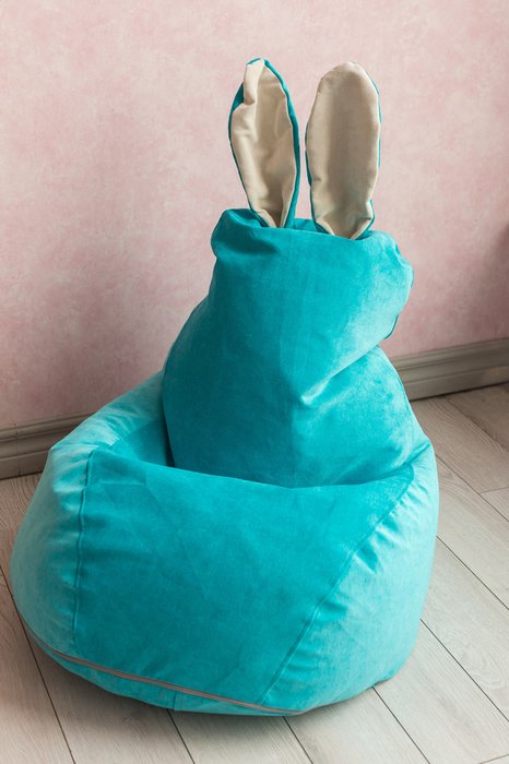 Кресло-мешок Зайчик бирюзового цвета - лучшие Бескаркасная мебель в INMYROOM