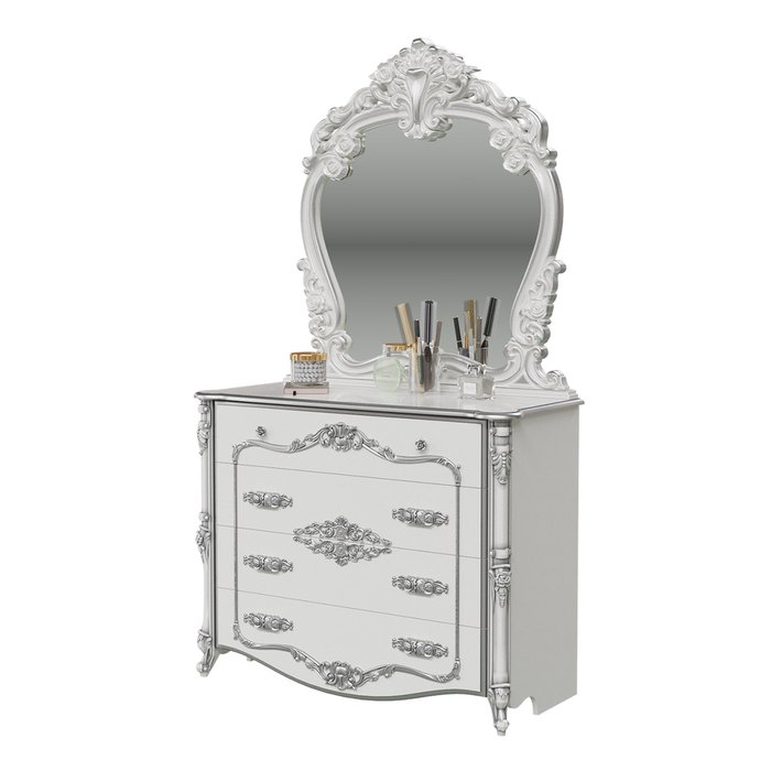 Комод с зеркалом Дольче Вита белого цвета с серебром - купить Комоды по цене 64696.0