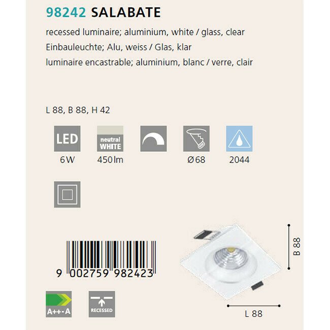 Светильник точечный Salabate белого цвета - купить Встраиваемые споты по цене 990.0