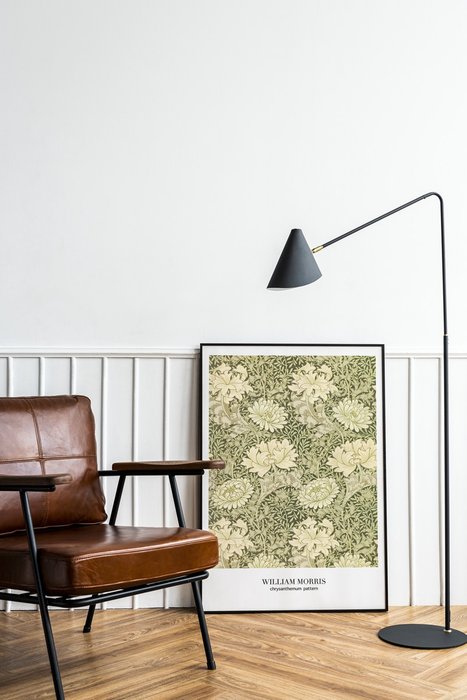 Постер William morris chrysanthemum pattern 30x40 в раме черного цвета - купить Принты по цене 4264.0