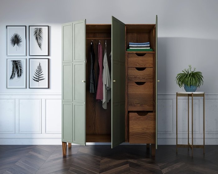 Шкаф трехстворчатый Andersen зеленого цвета - лучшие Шкафы распашные в INMYROOM