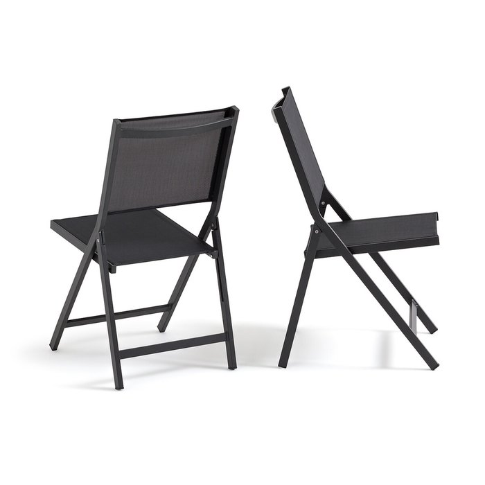 Комплект раскладных стульев из алюминия Zory черного цвета - купить Обеденные стулья по цене 17340.0