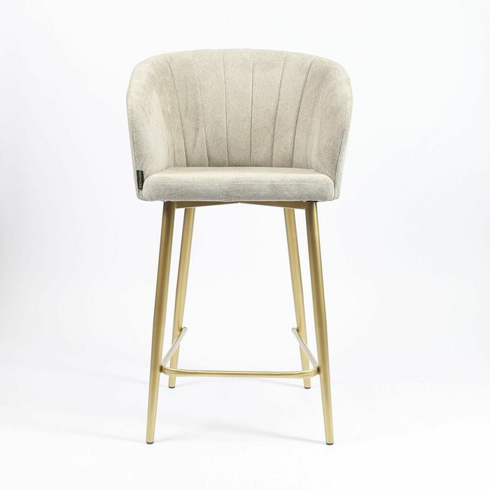 Стул барный Гарда бежевого цвета с золотыми ножками - купить Барные стулья по цене 15900.0