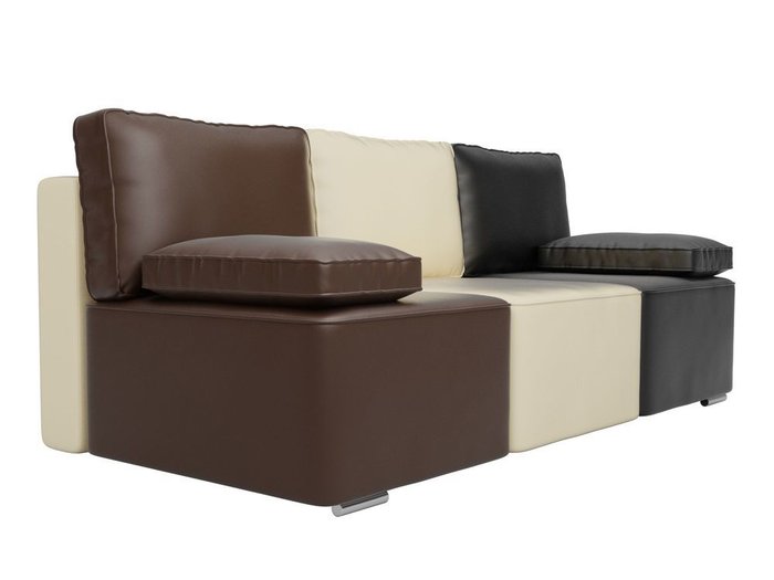 Прямой диван-кровать Радуга коричнево-бежево-черного цвета (экокожа) - лучшие Прямые диваны в INMYROOM