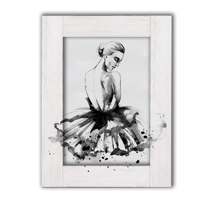 Черно-белая картина Балерина с Арт рамой