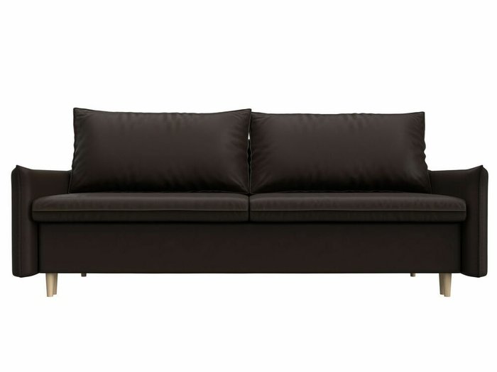 Прямой диван-кровать Хьюстон темно-коричневого цвета (экокожа) - купить Прямые диваны по цене 52999.0