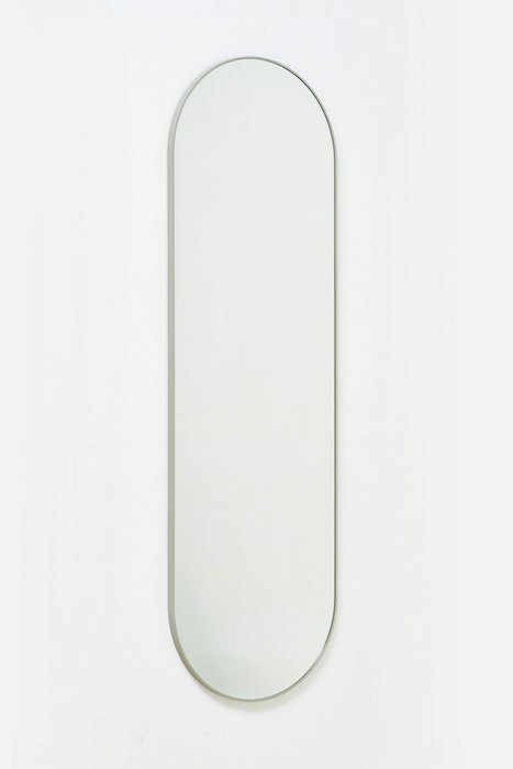 Овальное настенное зеркало Ippo 45х145 в раме белого цвета - купить Настенные зеркала по цене 21400.0