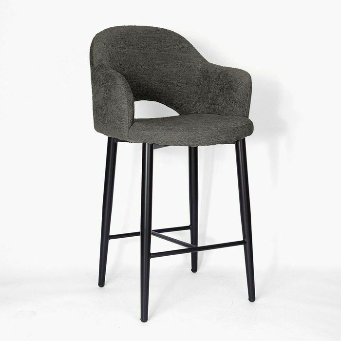 Полубарный стул Мартин темно-серого цвета с черными ножками
