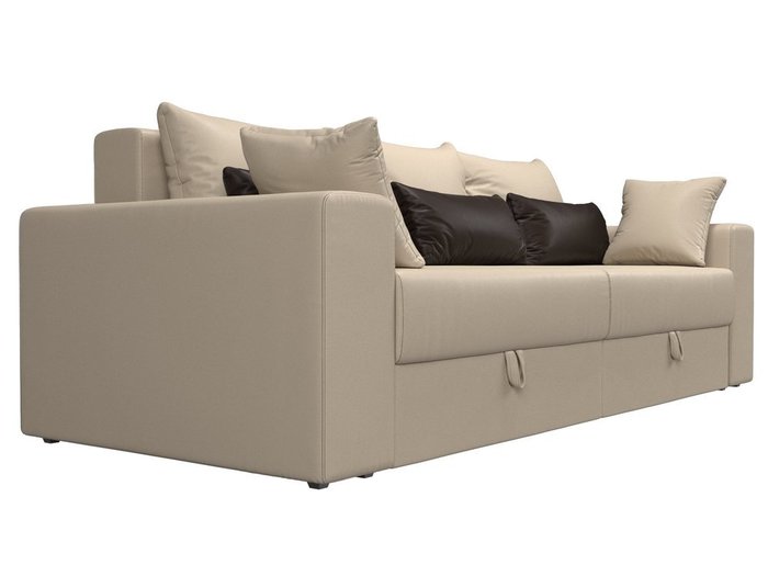 Прямой диван-кровать Мэдисон бежево-коричневого цвета (экокожа) - лучшие Прямые диваны в INMYROOM
